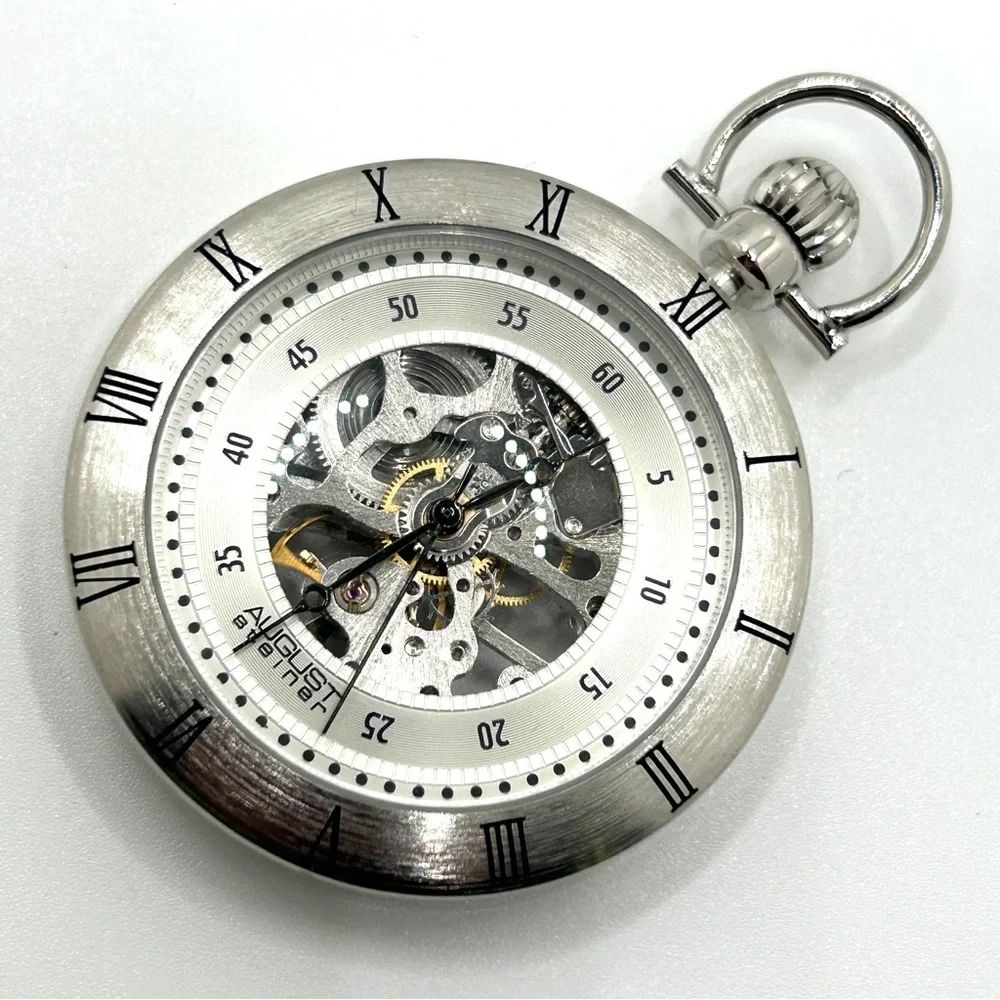 Silver Skeleton Pocket Watch – Classic Men's Accessory